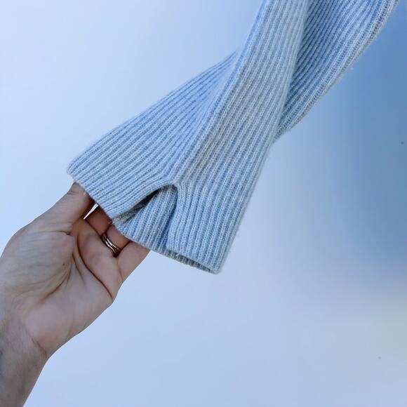 Poetry Cashmere Merino Wool Ribbed Boxy Sweater Jumper Light Blue 2 Crewneck - Picture 6 of 8